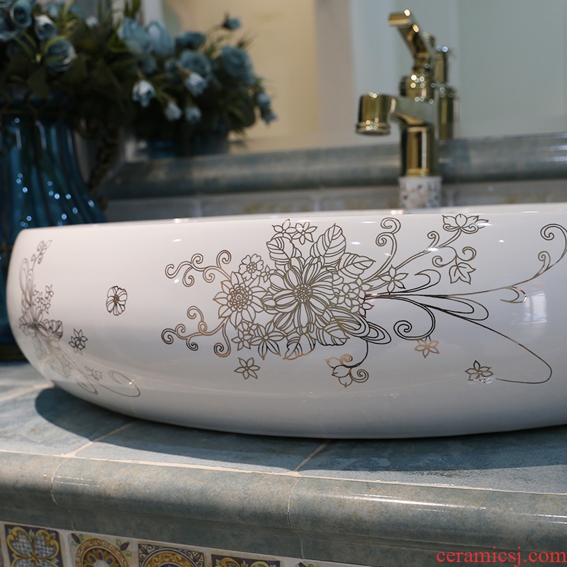 JingWei jingdezhen ceramic bath lavatory basin European stage decoration art applique the sink basin