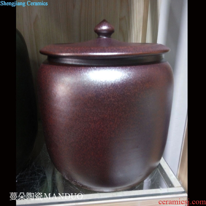 Jingdezhen rust proof ceramic cover pot, 28-35 cm Gao Pinggai porcelain cover tin trumpets cover tank