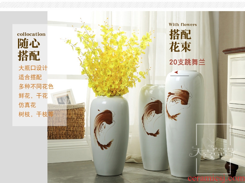 Jingdezhen European ceramic creative household soft adornment of contemporary sitting room of large vase zen flower arranging furnishing articles