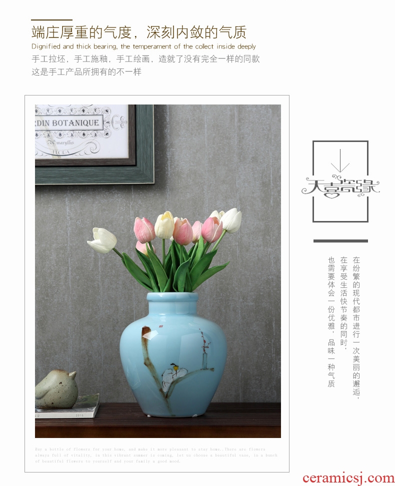 Jingdezhen ceramic vases, contemporary and contracted style of new Chinese style living room TV ark furnishing articles household flower adornment