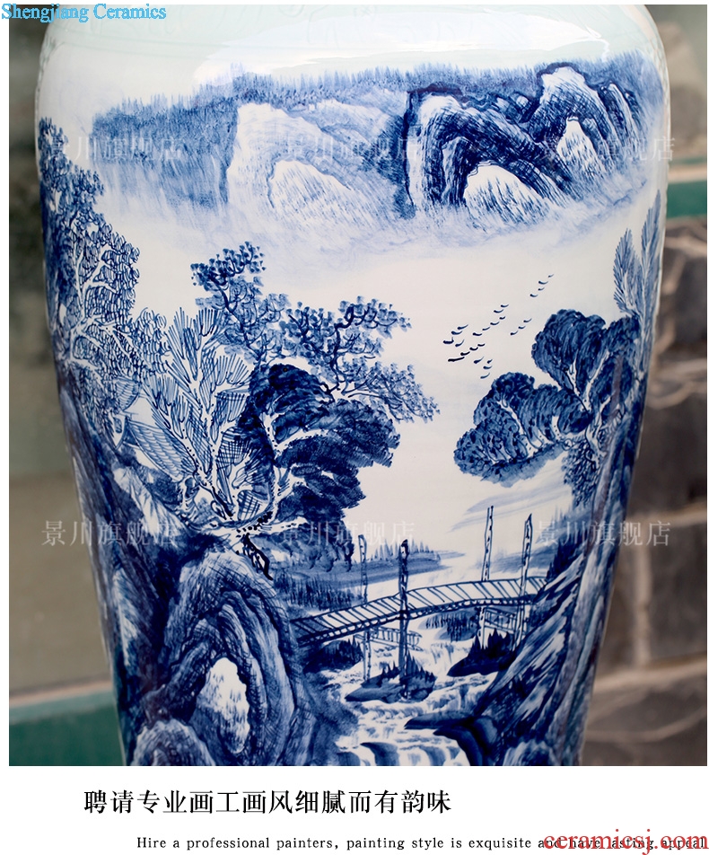 Jingdezhen porcelain ceramics hand-painted landscape painting of large vase home sitting room place hotel opening gifts