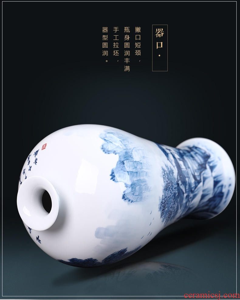 Jingdezhen ceramics hand-painted blue and white porcelain vases, flower arrangement new Chinese style household act the role ofing is tasted furnishing articles gift sitting room