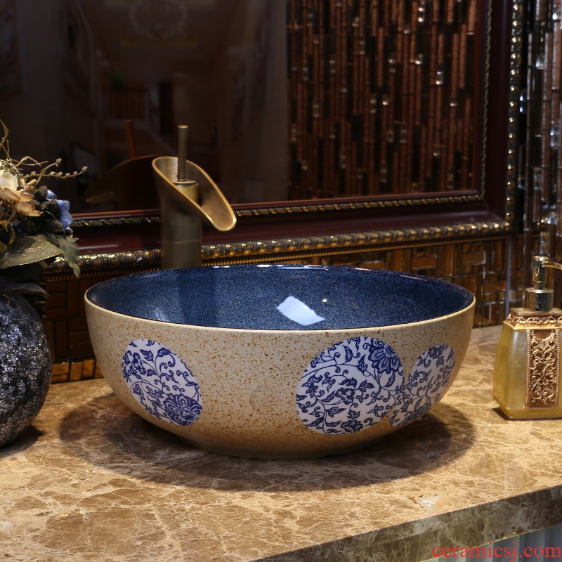JingYan stage of blue and white porcelain basin to jingdezhen ceramic sinks Chinese small size small lavabo of art