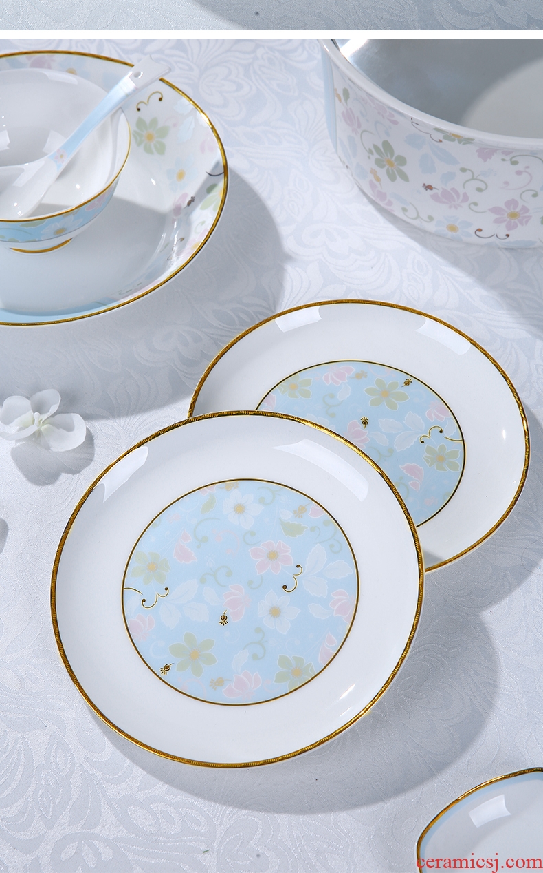 Vidsel square dishes of Chinese style household tangshan bone porcelain tableware suit European irregular creative ceramic bowl