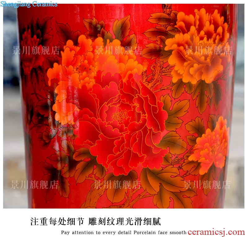 Color sharply jingdezhen ceramics glaze peony flowers prosperous large vases, crystal glaze furnishing articles in the living room