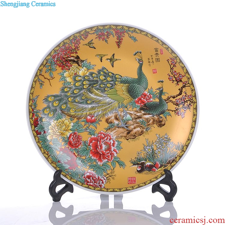 Jingdezhen ceramic blooming flowers hang dish decorative plates home sitting room adornment is placed a wedding gift