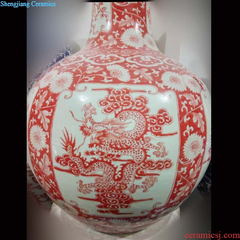 Jingdezhen youligong hand-painted porcelain porcelain art dragon large celestial vase furnishing articles red dragon bottle
