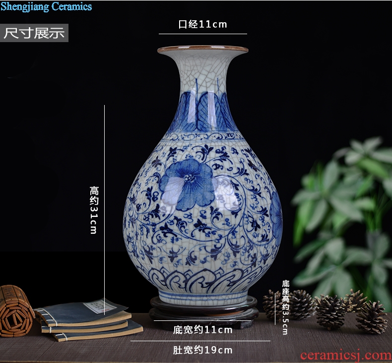 Jingdezhen ceramics classic hand-drawn under glaze color archaize kiln porcelain vase porch decoration handicraft furnishing articles
