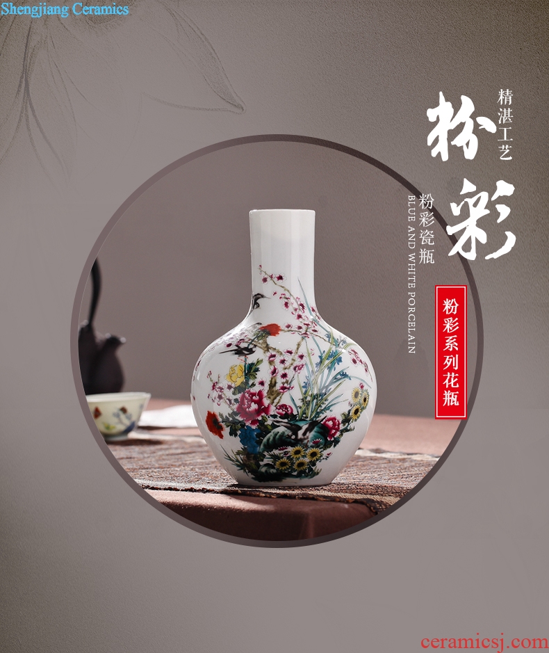 Contracted sitting room packages mailed jingdezhen porcelain vase famille rose porcelain vase modern fashionable household decoration decoration