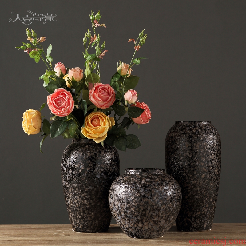 European fashion ceramic vase furnishing articles creative sitting room porch simulation table dry flower art flower arranging porcelain decoration
