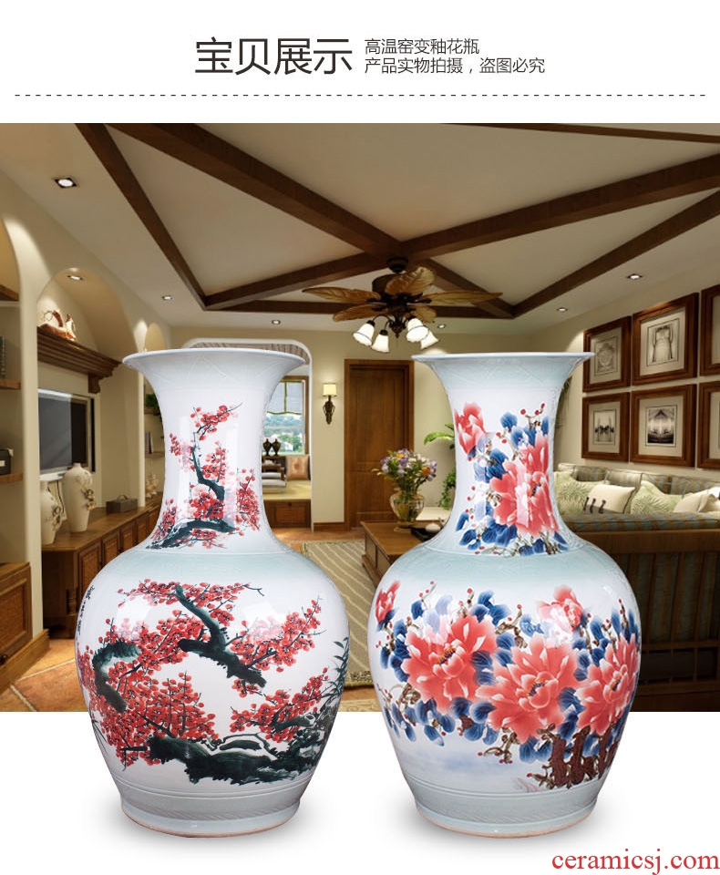 Day hao jingdezhen hand-painted ceramic vase lotus harbinger figure of large sitting room hotel home handicraft furnishing articles