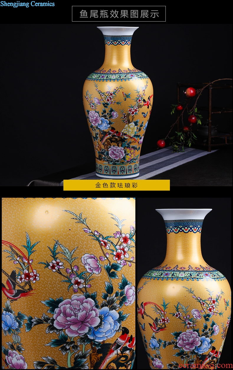 Modern Chinese jingdezhen ceramics sitting room adornment colored enamel of large vases, flower TV ark furnishing articles