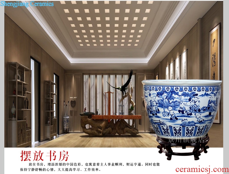 Jingdezhen ceramics aquarium antique hand-painted porcelain the lad tortoise water lily cylinder large sitting room courtyard wind water tanks