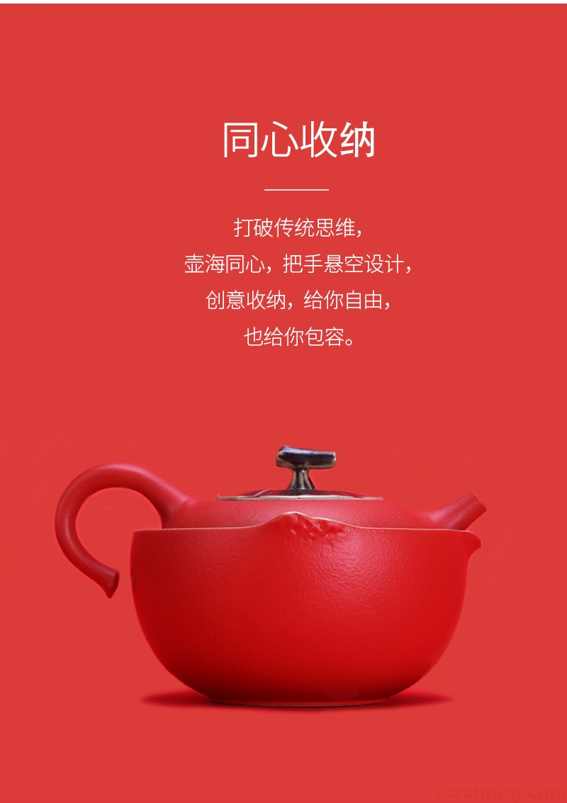 Million kilowatt/ceramic tea set # suits persimmon modelling teapot teacup tea tray kung fu tea set all the best