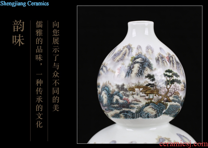 Jingdezhen ceramics landscape painting gourd bottle gourd bottle home furnishing articles mesa of contemporary sitting room adornment is placed