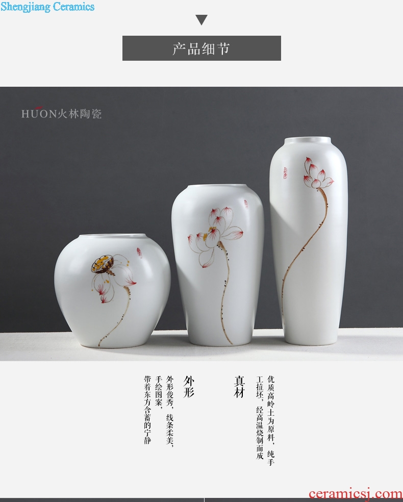 Jingdezhen modern new Chinese style ceramic vase lucky bamboo dried flowers sitting room Japanese zen home decoration furnishing articles