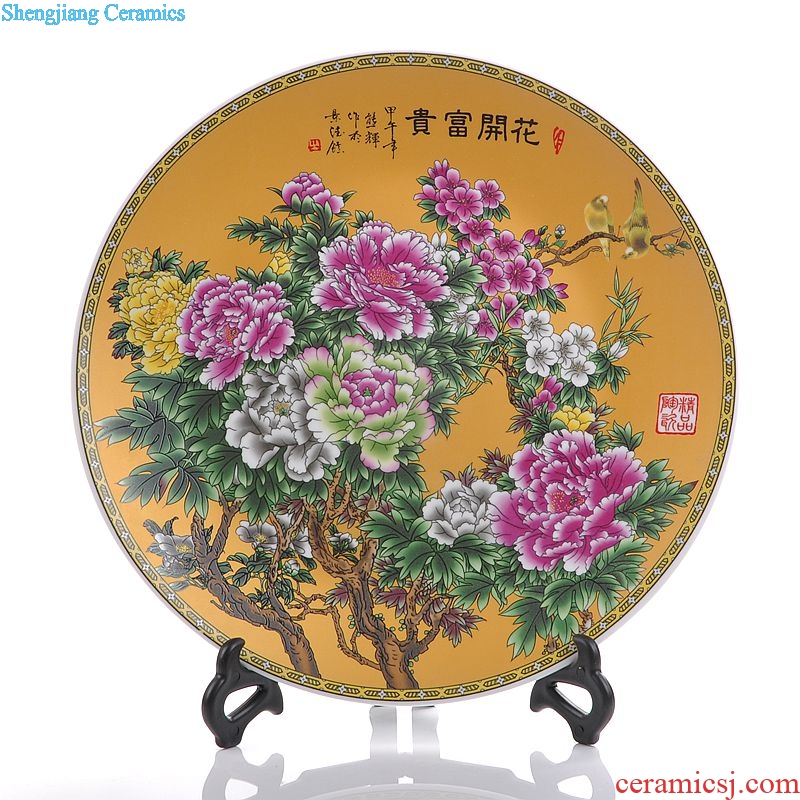 Jingdezhen ceramic blooming flowers hang dish decorative plates home sitting room adornment is placed a wedding gift