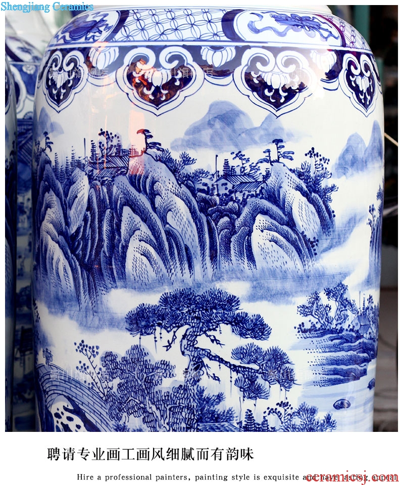 Hand antique blue and white porcelain of jingdezhen ceramic landing big vase splendid sunvo home furnishing articles hotel decoration