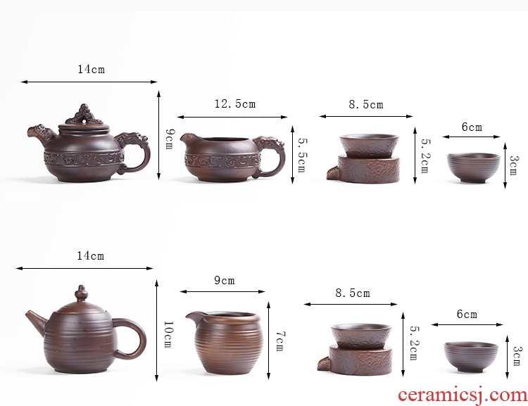 Restoring ancient ways leopard lam kung fu tea set suit household jingdezhen ceramic tea cup teapot Japanese tea ceremony the living room