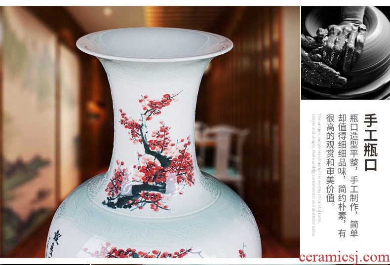 Day hao jingdezhen hand-painted ceramic vase lotus harbinger figure of large sitting room hotel home handicraft furnishing articles