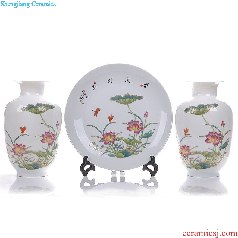 Jingdezhen ceramics modern fashion three-piece vase home furnishing articles sitting room adornment ornament arts and crafts