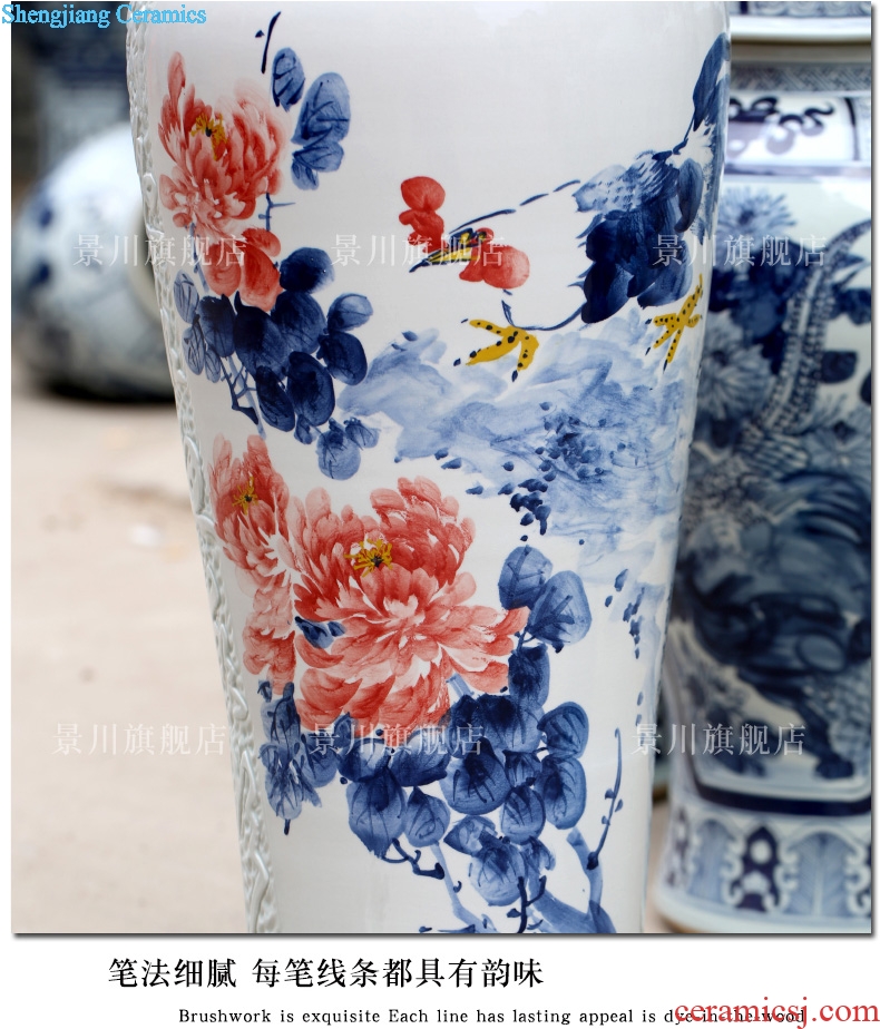 Jingdezhen ceramic hand-painted zodiac golden crow sitting room of large vase household of Chinese style, decorative furnishing articles