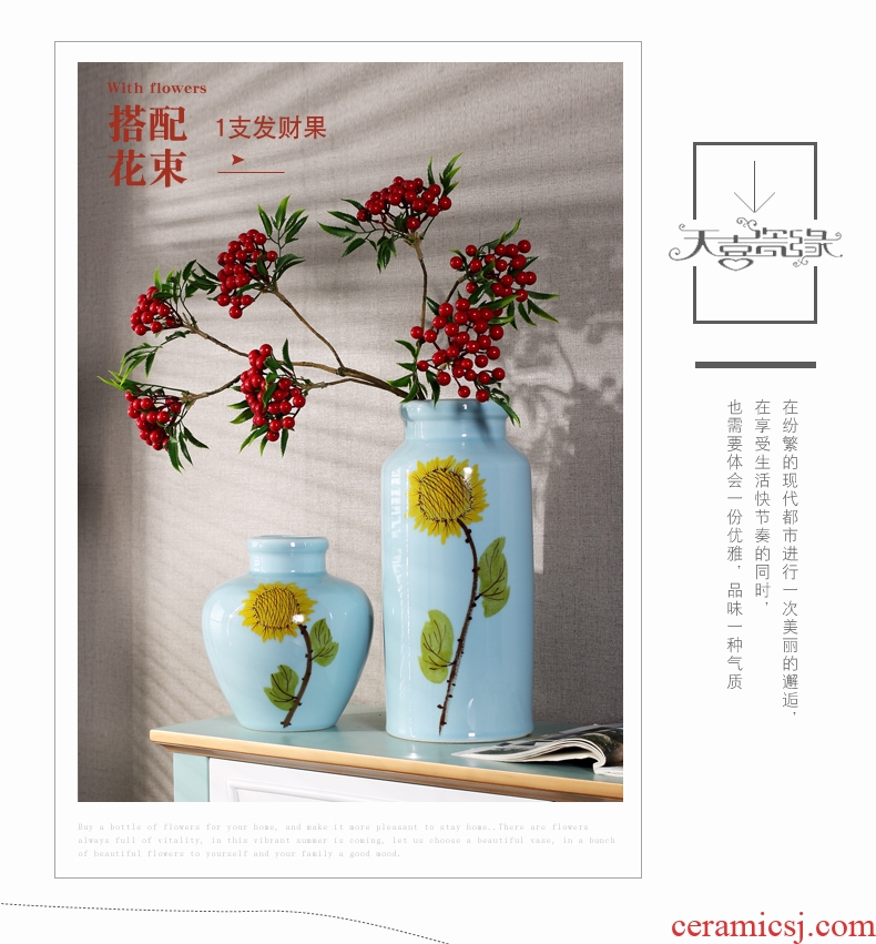 Jingdezhen contemporary and contracted ceramic vase furnishing articles creative living room small pure and fresh and dry flower arranging, table decorations