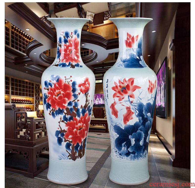 Jingdezhen ceramic hand-painted pastel landing a large vase hotel opening gifts sitting room adornment big furnishing articles