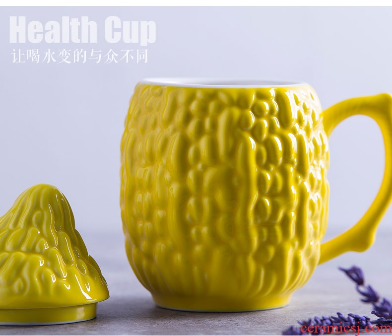 Creative personality trend ceramic cup of milk coffee lovers mugs lovely office balsam pear water in a cup