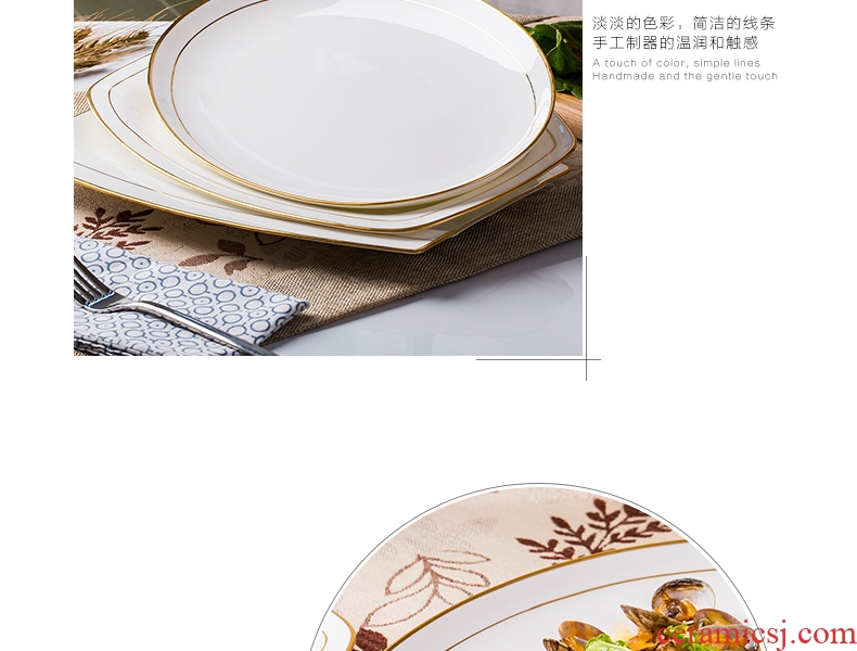 Phnom penh 12 inch square fish plate of jingdezhen porcelain paint by hand bone hotel put head square pad western dishes