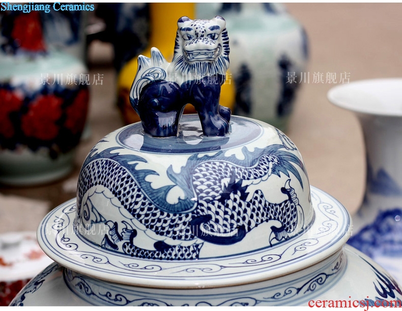 Jingdezhen porcelain pottery full manual imitation of classical Chinese dragon blue-and-white longteng universal general oversized tank furnishing articles