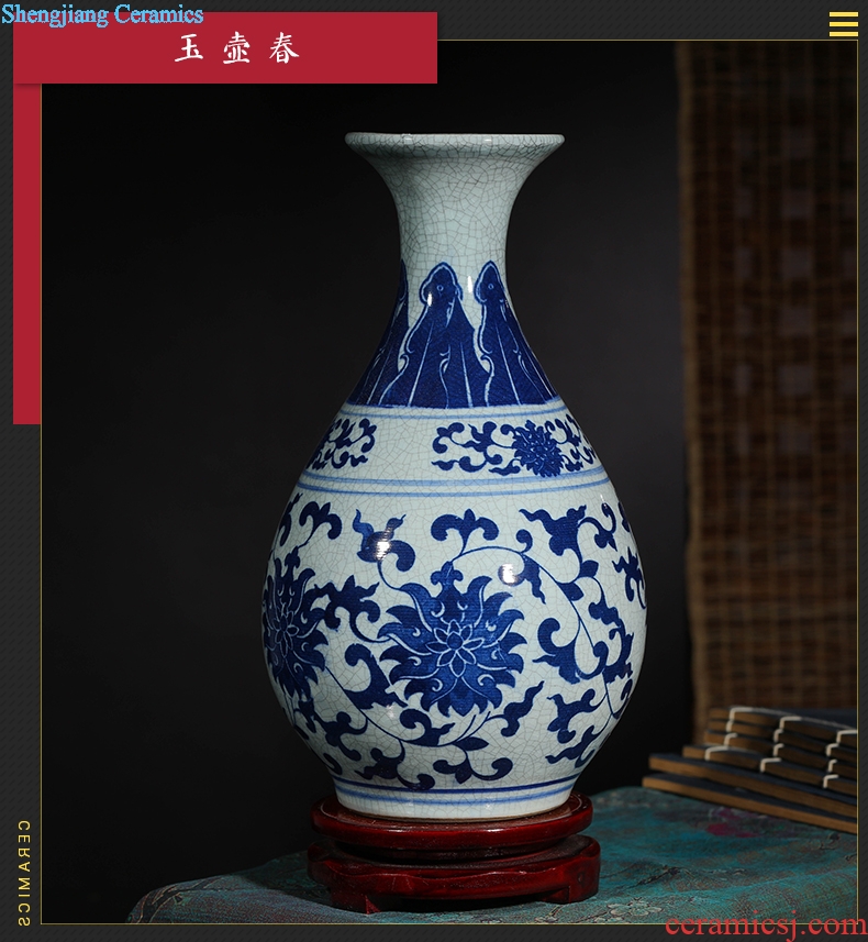 Jingdezhen ceramic vase furnishing articles sitting room flower arranging kiln antique blue and white porcelain vase decoration home decoration restoring ancient ways