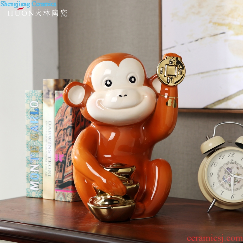 Ceramic creative gift porcelain zodiac monkey monkey feng shui plutus porch ark adornment office furnishing articles