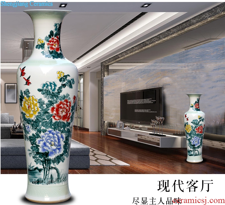 Hand painted peony flowers riches and honour figure of jingdezhen ceramics landing big vase sitting room hotel decoration furnishing articles