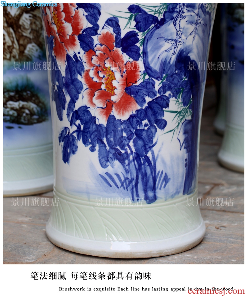 Jingdezhen ceramics hand-painted pine crane with spring figure of large vases, sitting room of modern Chinese style household decorations