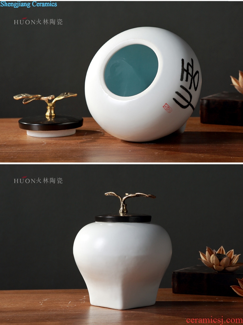 New Chinese vase furnishing articles zen ceramics with cover pot creative hand-painted example room sitting room porch flower arranging furnishings