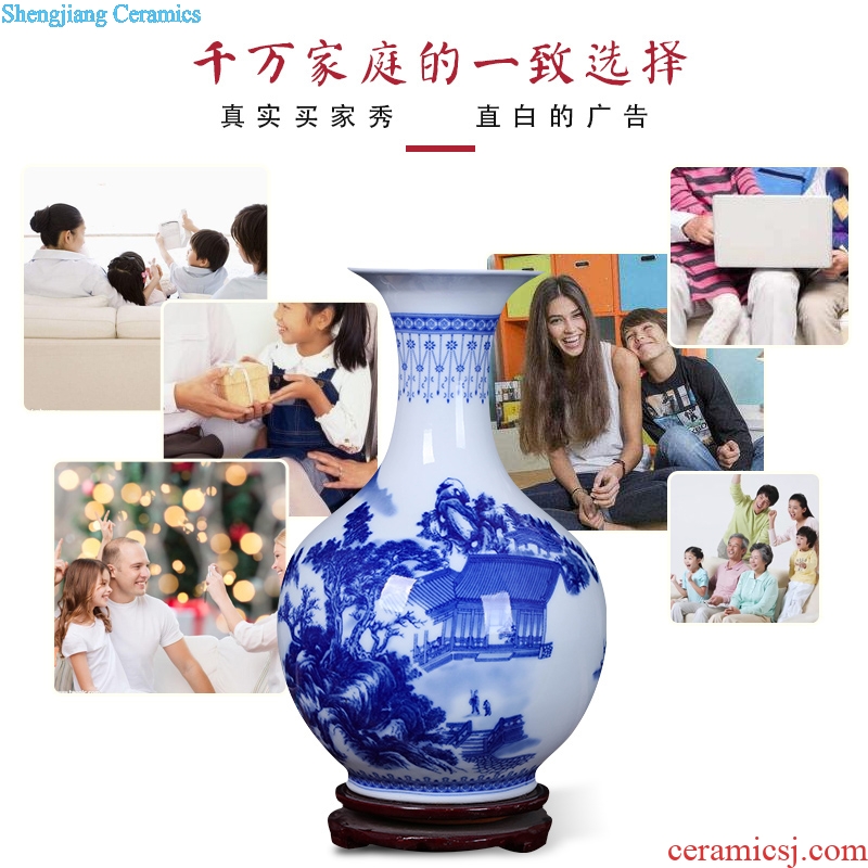 Jingdezhen ceramics antique Chinese flower arranging device of blue and white porcelain vase furnishing articles sitting room home decoration arts and crafts