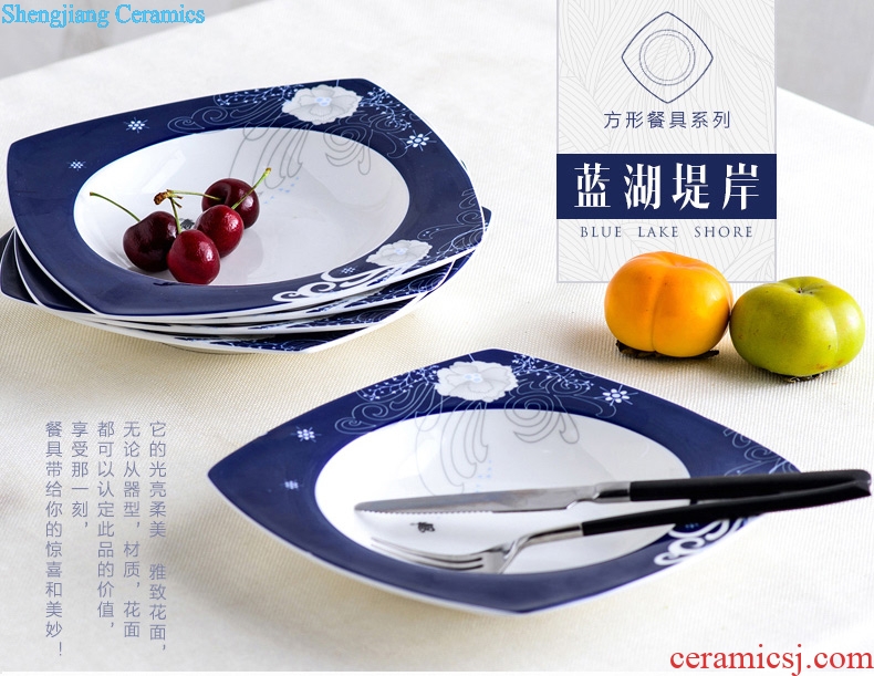 Million jia square ceramics dishes contracted style bowl chopsticks at home dinner plate suit wedding gifts