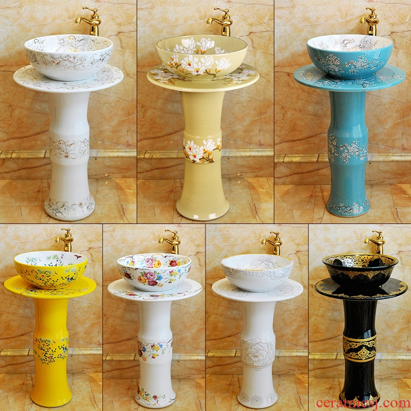 JingYan pillar of European art basin ceramic pillar type lavatory floor type basin vertical basin sink a whole column