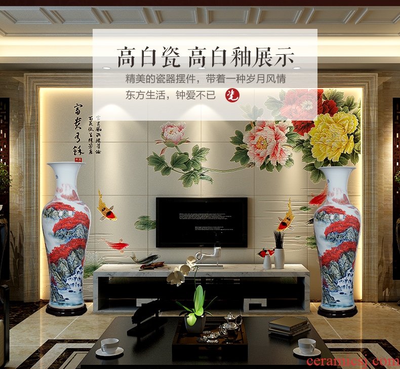 Jingdezhen ceramics high white large blue and white porcelain vase hotel opening gifts sitting room adornment is placed