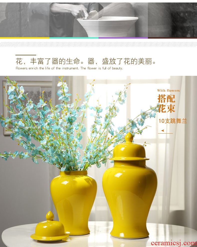 New Chinese style porch jingdezhen ceramic general tank sitting room clubhouse TV ark place decorative vase flower arrangement
