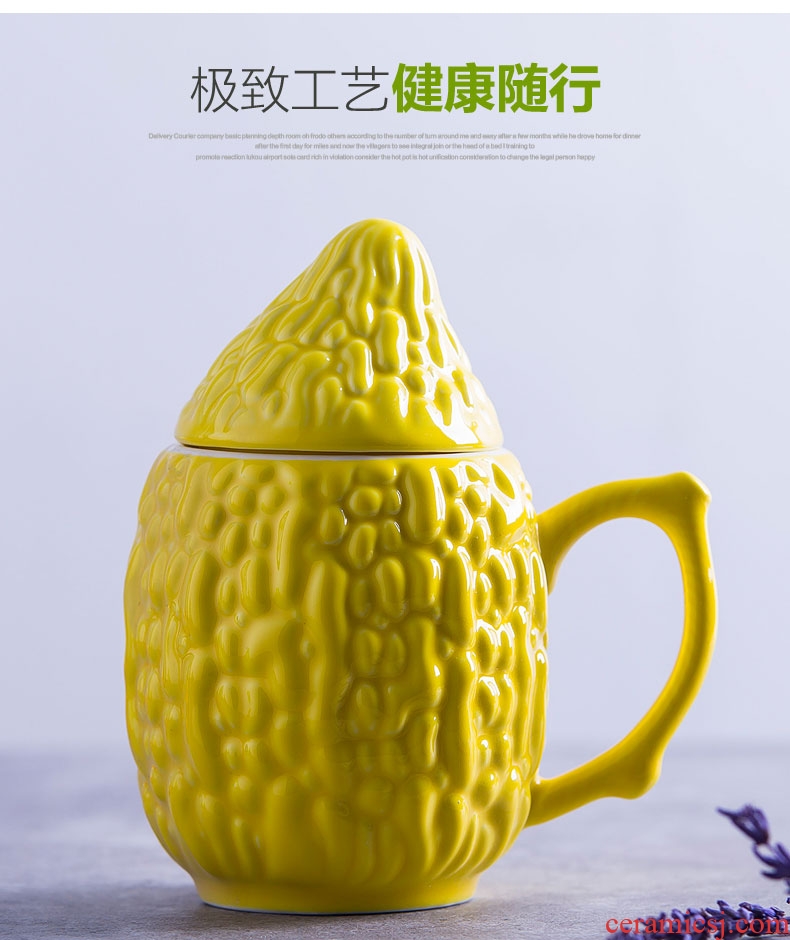 Creative personality trend ceramic cup of milk coffee lovers mugs lovely office balsam pear water in a cup