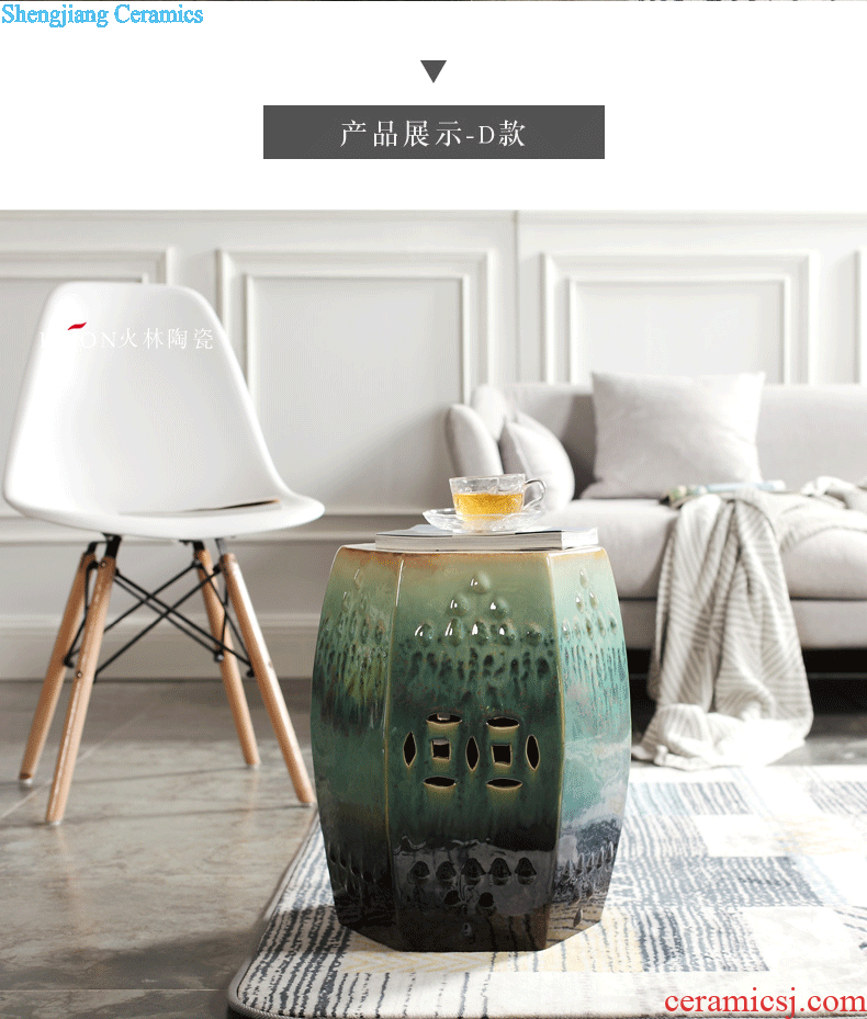American new Chinese style coloured drawing or pattern porcelain ceramic drum stool sitting room yard pier cold pier in shoes dressing stool decorative furnishing articles
