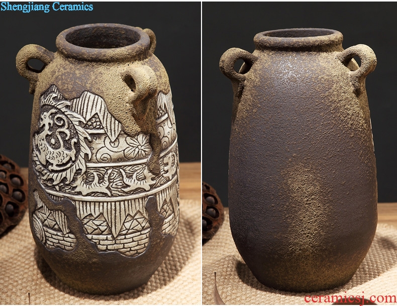 Vintage vase earthenware jar flower POTS dry flower arranging flowers zen ceramic flower implement coarse pottery of primitive simplicity furnishing articles