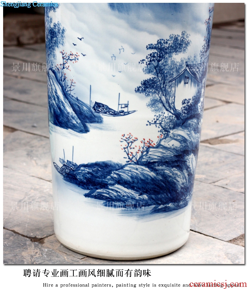 Jingdezhen ceramic hand-painted scenery of large vase home furnishing articles modern quiver landing craft ornaments sitting room