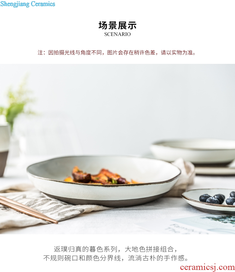 Million jia household ceramics Nordic soup bowl of soup dish plate large rainbow noodle bowl creative irregular salad bowl twilight