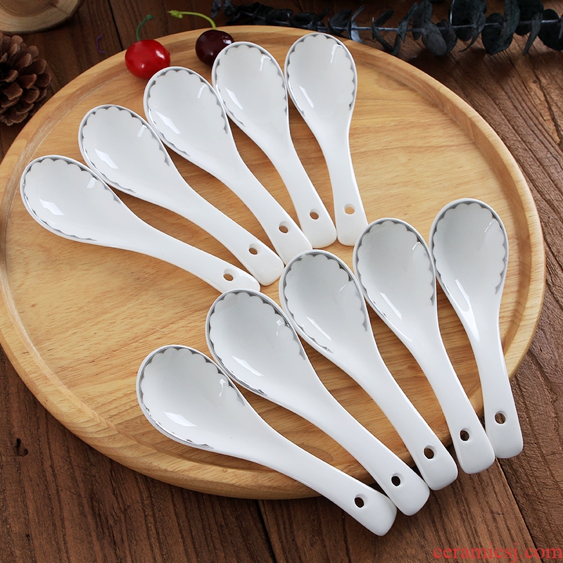 Jingdezhen ceramic creative household small spoon 10 Chinese firm bone with eating soup spoon scoop of tableware