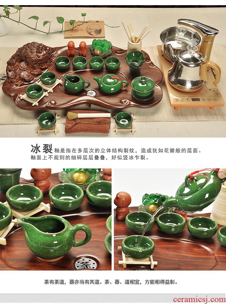 Beauty cabinet kung fu tea sets automatic snap a whole set of wood tea tray purple ceramic tea sets tea ceremony