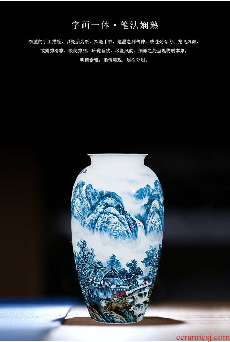Master of jingdezhen ceramics hand-painted big vase home sitting room adornment is placed the hotel villa arts and crafts