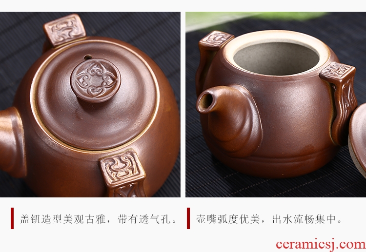 Restoring ancient ways leopard lam kung fu tea set suit household jingdezhen ceramic tea cup teapot Japanese tea ceremony the living room